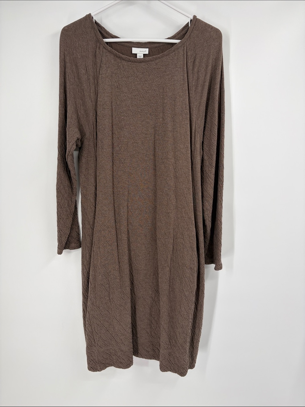 PureJill Brown Long Sleeve Dress 100% Cotton Size Medium